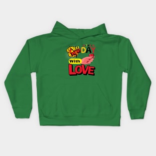 YOU WIN THE DAY WITH LOVE - Hand holds the heart Kids Hoodie